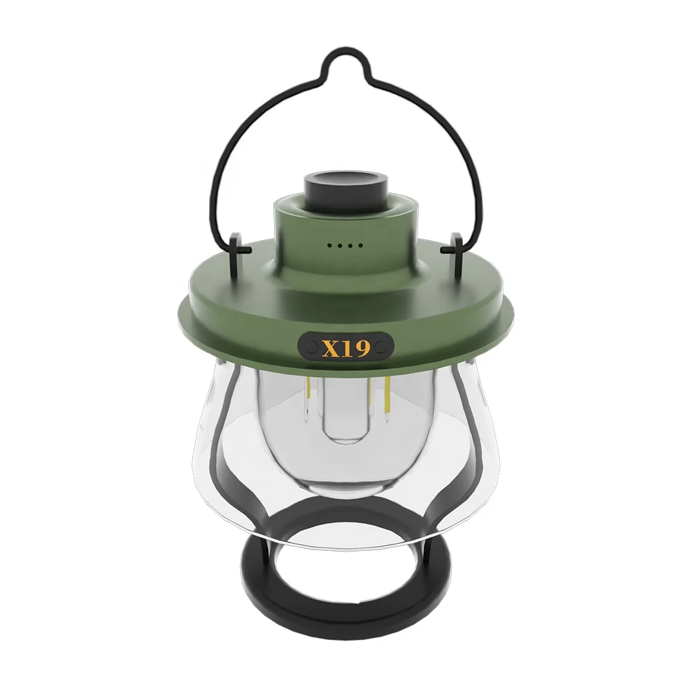 X19 camping light, rechargeable retro metal camping light, battery