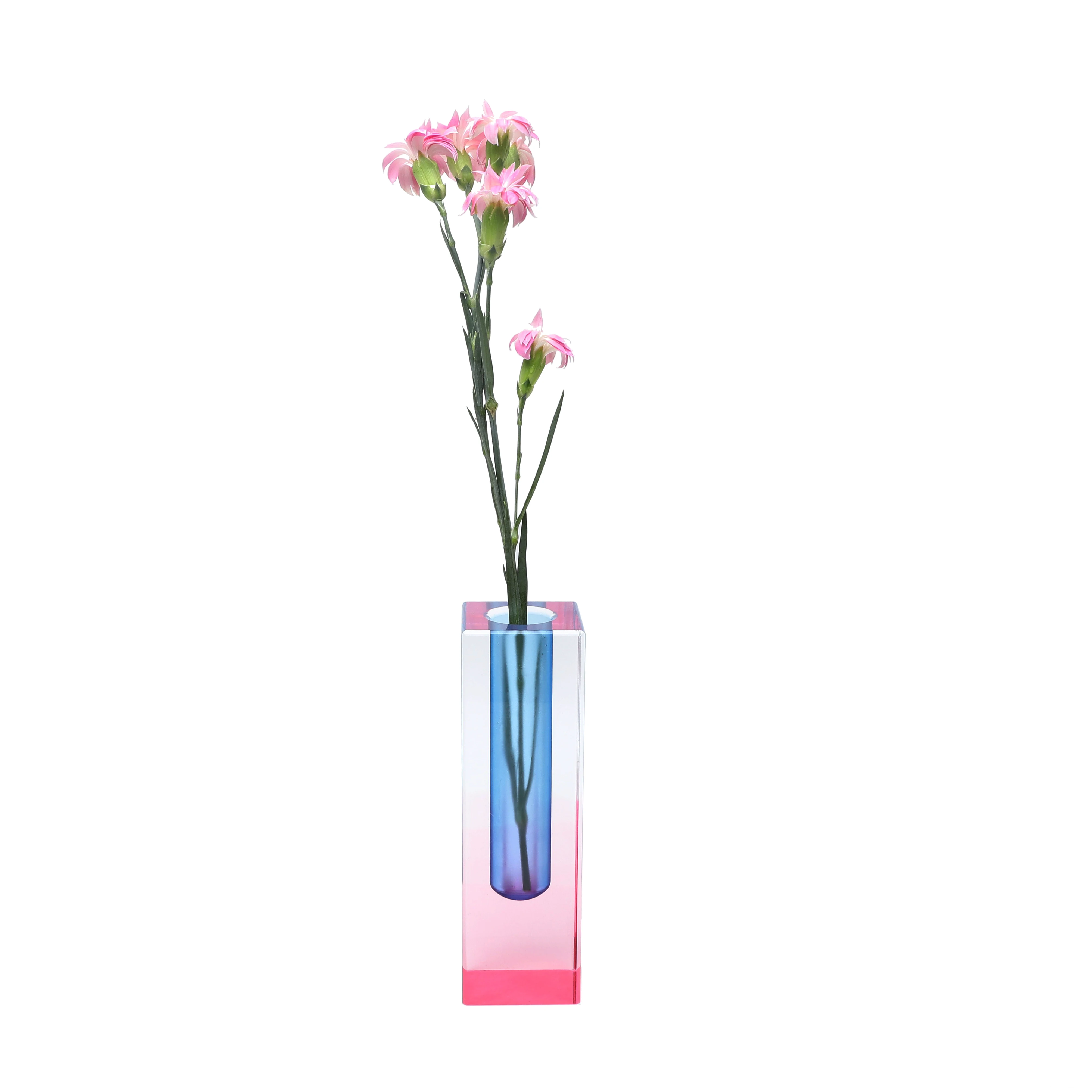 Customizable Coloured Acrylic Flower Vase Rectangular Centerpieces Display Plexiglass Flower Vase