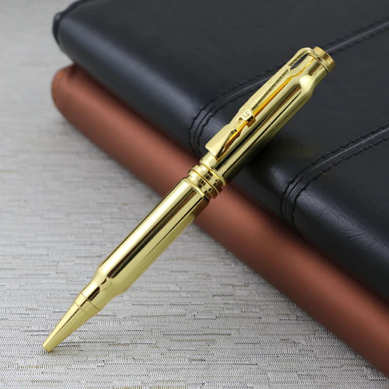 Metal Copper Bullet Ball Pen Plain Electroplating Gold Chrome Retro Soldiers Gift Brass Mini Gun Bullet Shape Ballpoint Pen