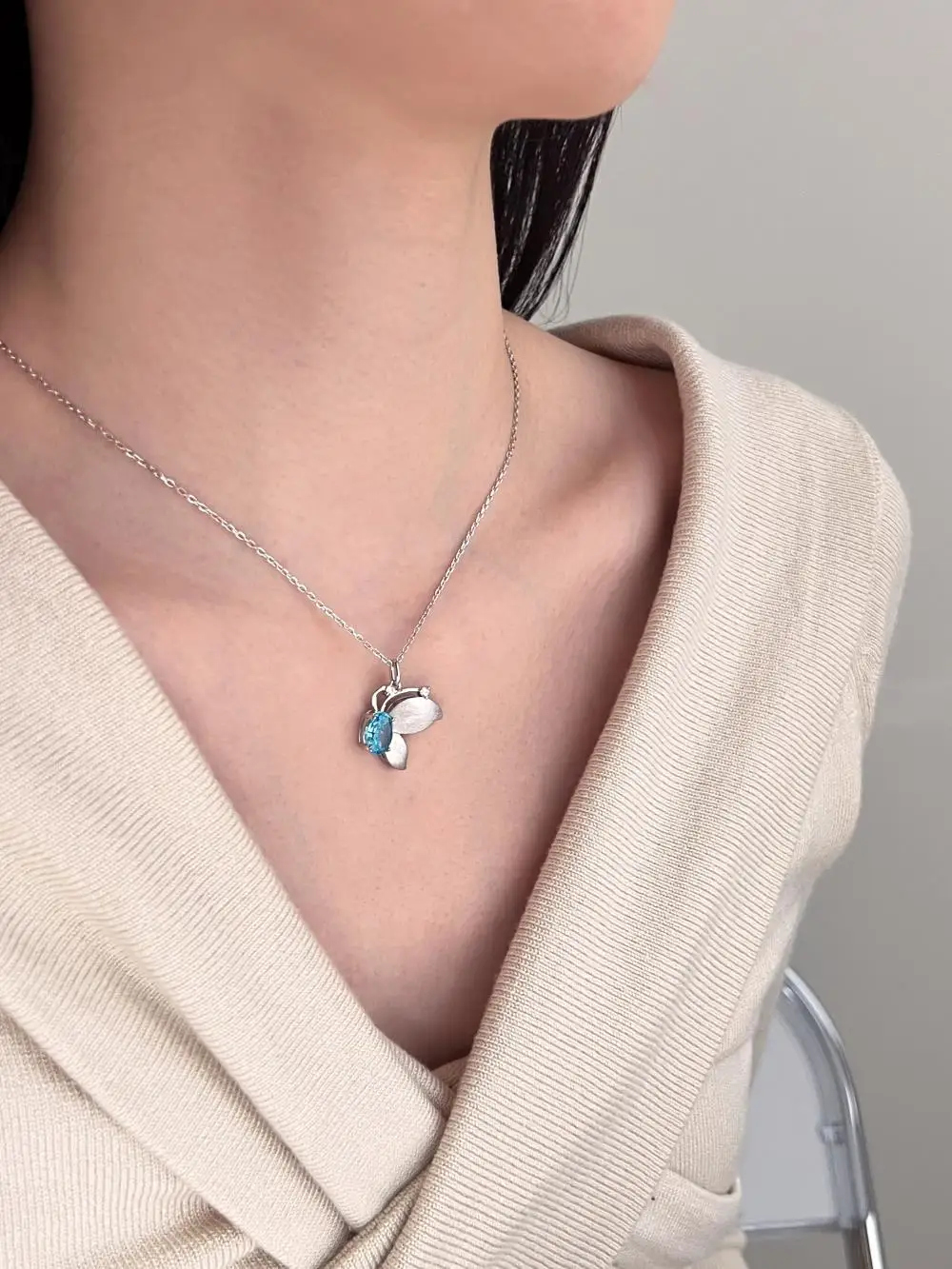 KAKODIY Beautiful Women's Blue Gemstone Pendant 925 Sterling Silver Women's Jewelry Gold Plated Necklace detail 5