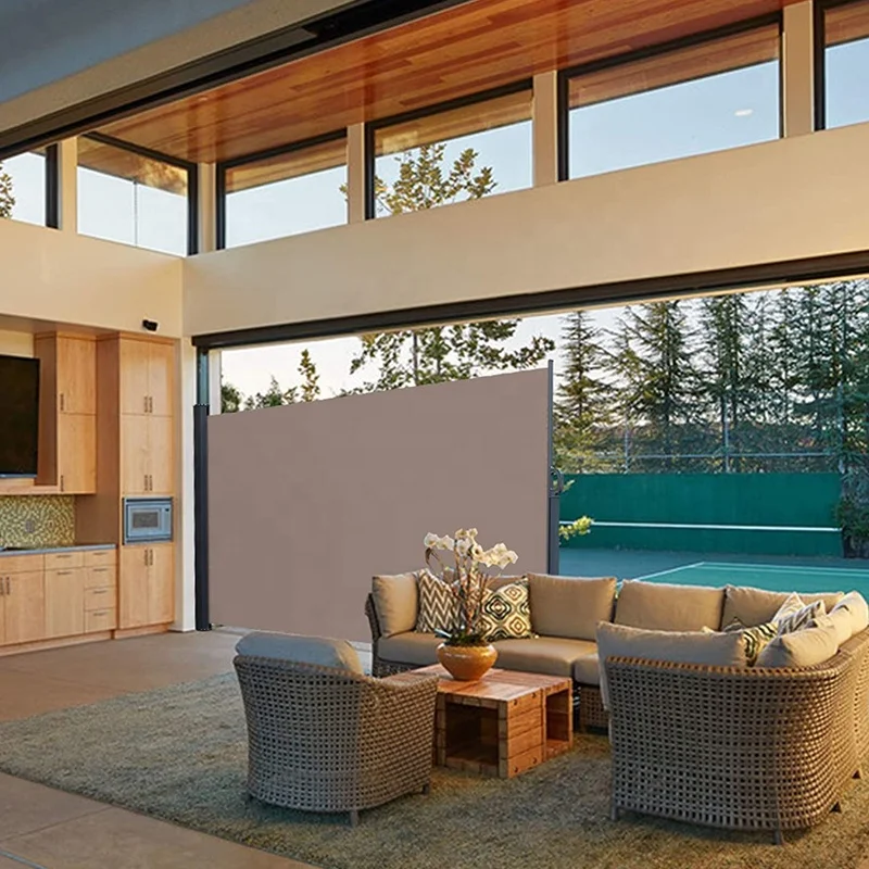 Retractable Side Awning Privacy Screen Outdoor Retractable Privacy Fence for Courtyard Terraces Pools