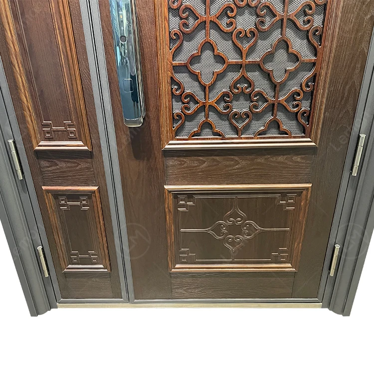 2022 Latest Design Entry Door Security Steel Exterior Door With Sliding Window House Front Entrance Doors