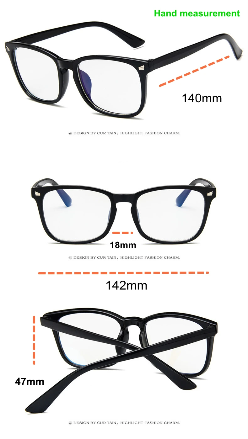 Korean Trend Classic Meter Nail Flat Optical Frame Fashion Retro Blue ...