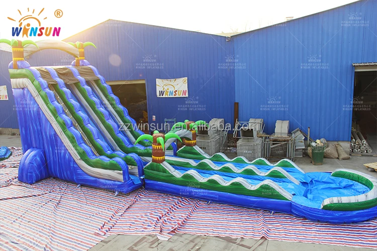 22 Ft Blue Marble Wave Monster Inflatable Water Slide For Sale,Palm ...