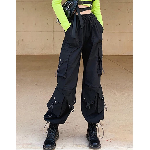 Commercio All'ingrosso Di Alta Qualità Nero Tasche Laterali Pantaloni Cargo  Donne Pantaloni Casual Jogger Pantaloni Con Coulisse - Buy Donna Casual  Jogger Pantaloni Con Coulisse,Commercio All'ingrosso Di Alta Qualità Delle  Donne Cargo