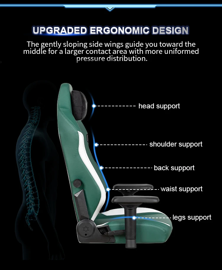 Modern Heavy Duty Computer Rocker Green Recliner Racing Esport Gamer ...