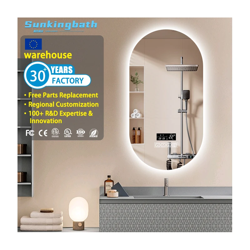Modern Luxury Bathroom Smart Led Espejo Anti Fog Backlit Illuminated Barber Shop Mirror Salon Mirror with Led Lights for Hotel