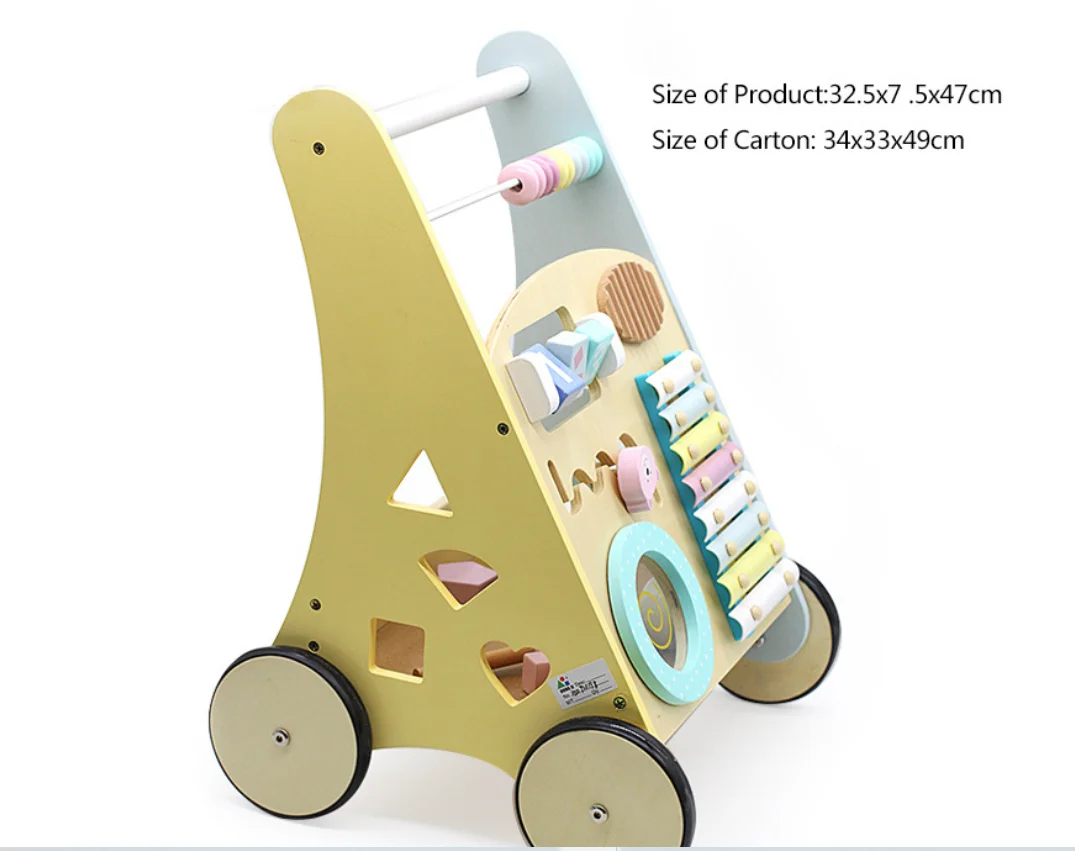 2021 manufacturer hot sales baby toys kids activity toy wooden push and pull learning walker multiple function children  toy