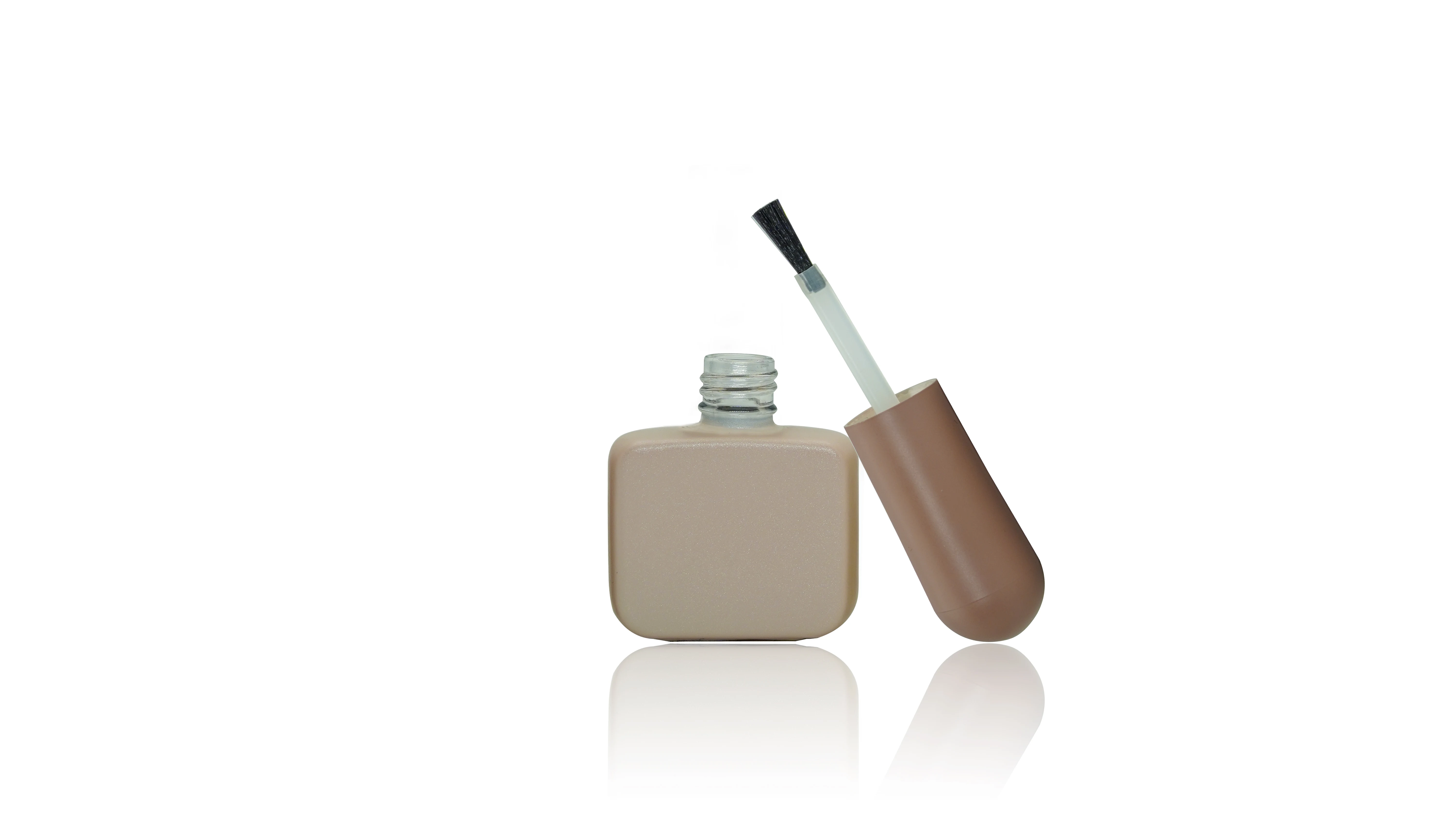 Empty Square Glass Gel Nail Polish Bottle With Bow Cap And Brush