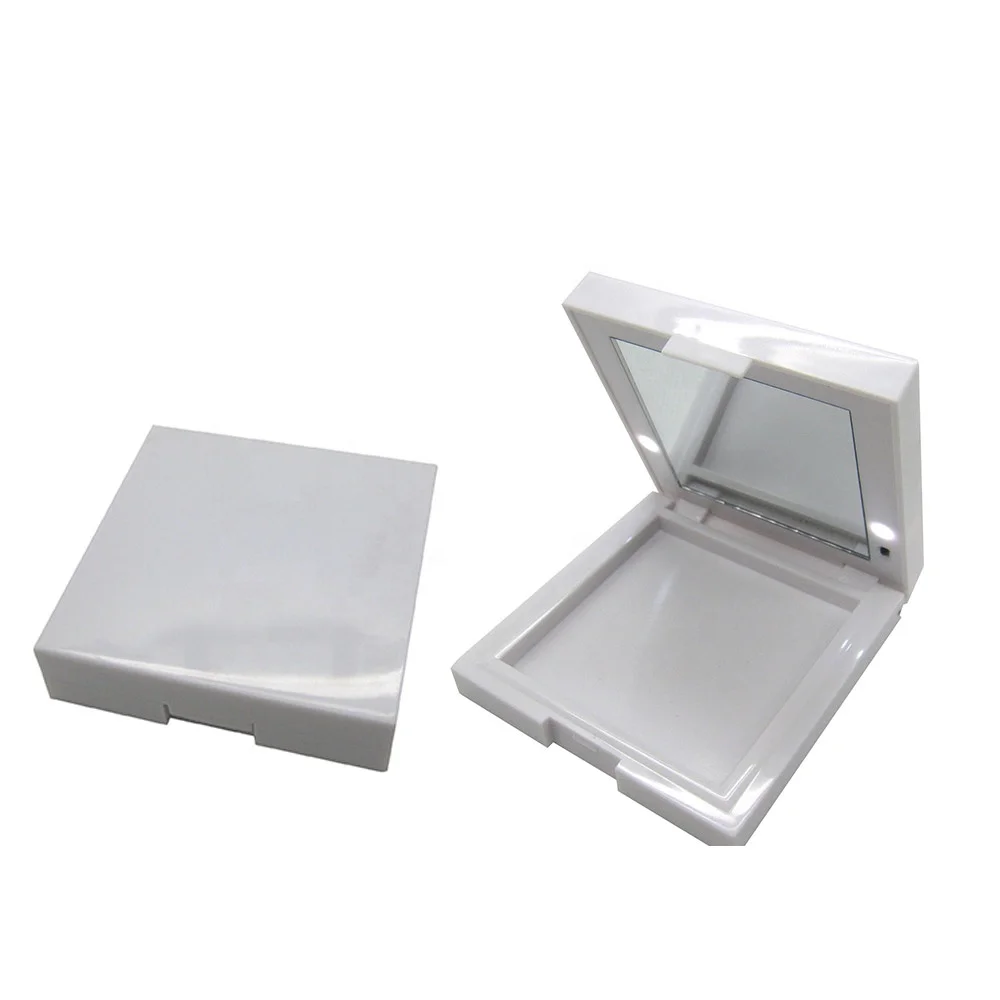 Gold Empty Custom Led Blush Compact Powder case Packaging clear square Pressed with