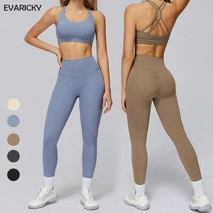 New Fashion High for Soft Yoga Bra Butt Lift High Waist Leggings Set Custom Logo Stretchy Gym Suits Women Elastic Waist