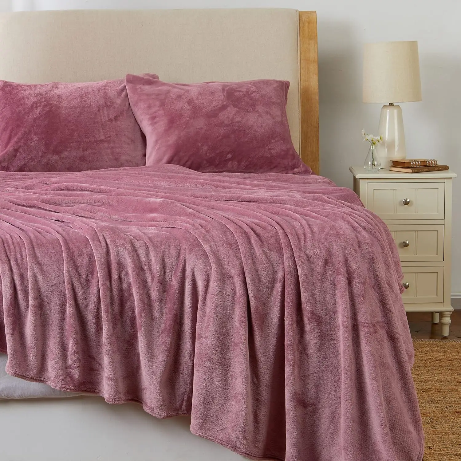 Extra Soft Micro Velvet Fleece Sheet Set Velvet Plush Cozy Warmth Bedding Set Solid Bed Set With Zipper