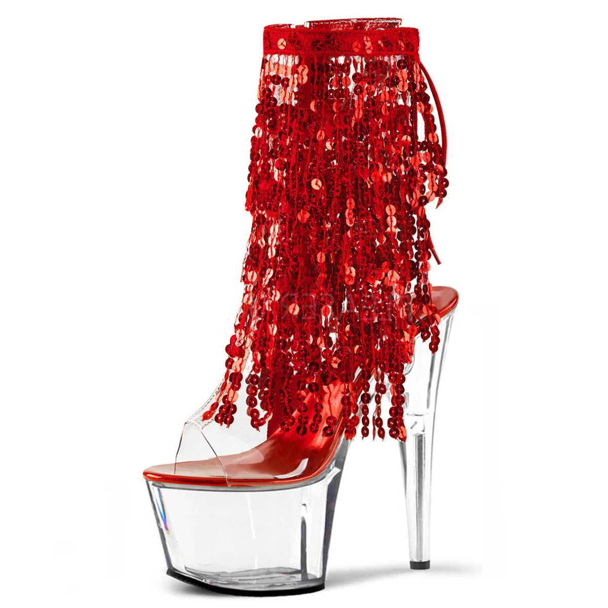 Sexy Red High Heels Platform Pumps 17cm Women Fashion Runway Patent Leather Round Toe Buckle Strap Party Wedding Stripper Shoes