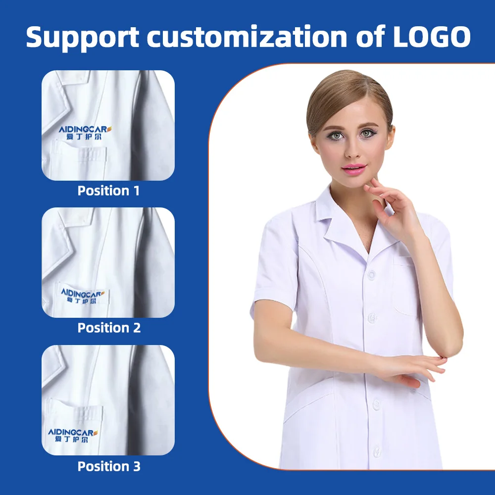 Wholesale Women's Professional White Short Sleeve Nurse Gown Hospital - product detail 3