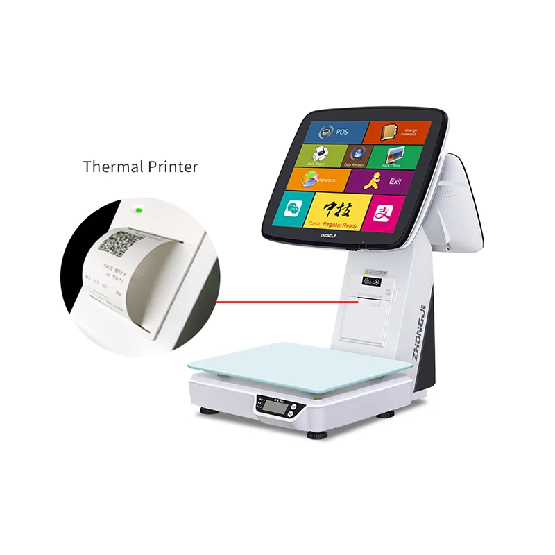 ZHONGJI Touch Screen Cash Register with Weighing Scales Supermarket POS System