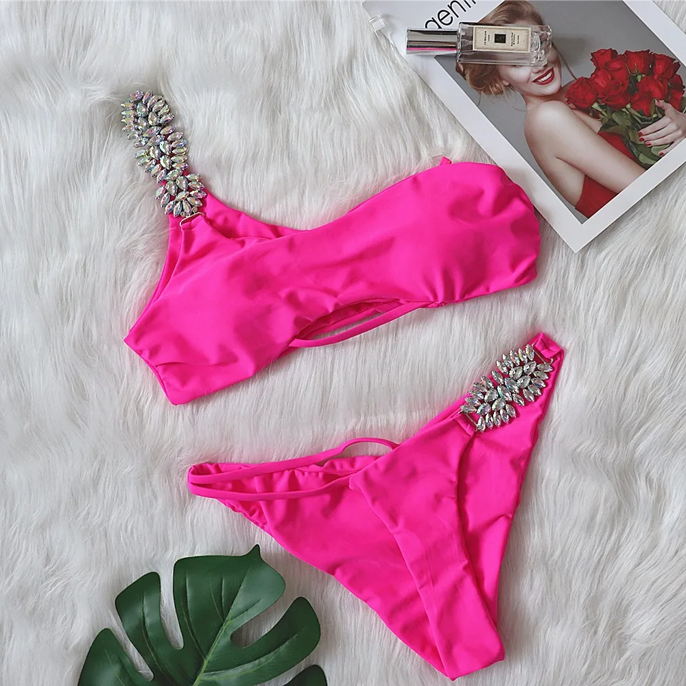 Xuanlang 2023 New Transparent String Mature Women Big Butts Bikinis with Crystal Rhinestone Cut Out Swimsuit Swimwear