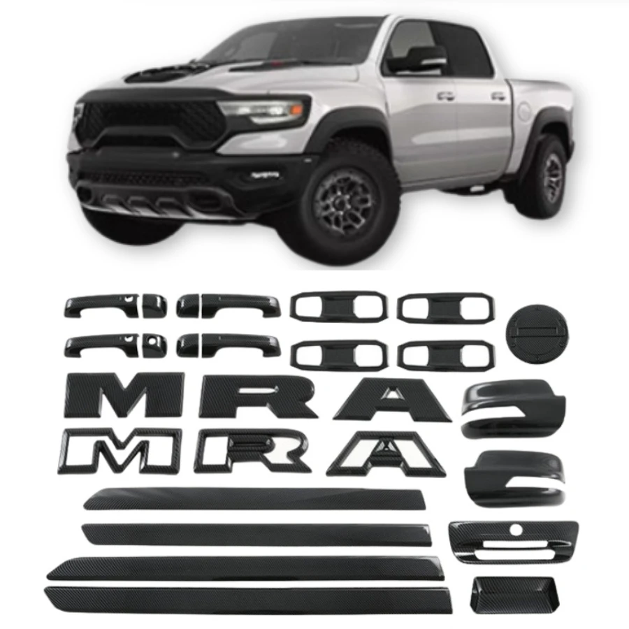 TIYPEOR for Dodge 2023 Ram 1500 TRX Door Cup Protector Door Handle Cover Rear Mirror Cover Gas Tank Cover Exterior Trims Kit