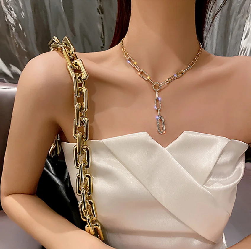 Elegant Alloy Chain Tassel Necklace for Women