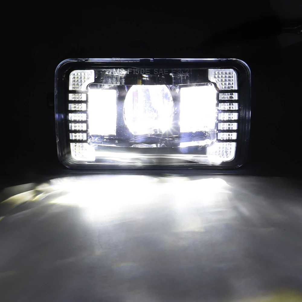 AUKMA Updated LED Fog Light White DRL Kit For Ford F150 F-150 2015-2017 Square Bumper Driving Lamp