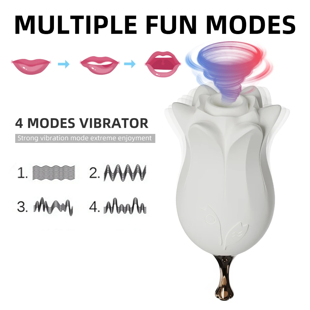 Lily Rose Vibrator Clitoris Stimulator Sucker Vaginal Licking Breast  Massage Rose Sex Toy for Female Lesbian Masturbating
