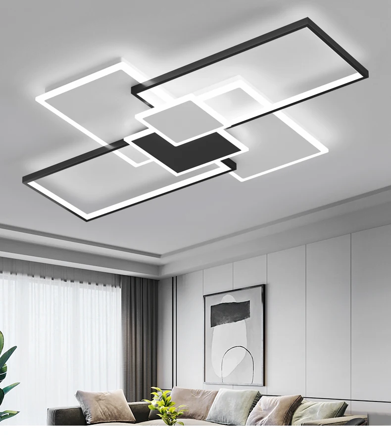 Meerosee LED Simple Rectangle Ceiling Lamp Modern Indoor Retro Lights Vintage for High Ceiling Studio Decoration MD87196