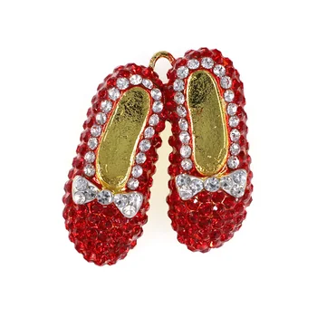Crystal Red High-Heeled Shoes Wizard Of Oz Shoes Rhinestone Pendant Charm For Women Lady Gift