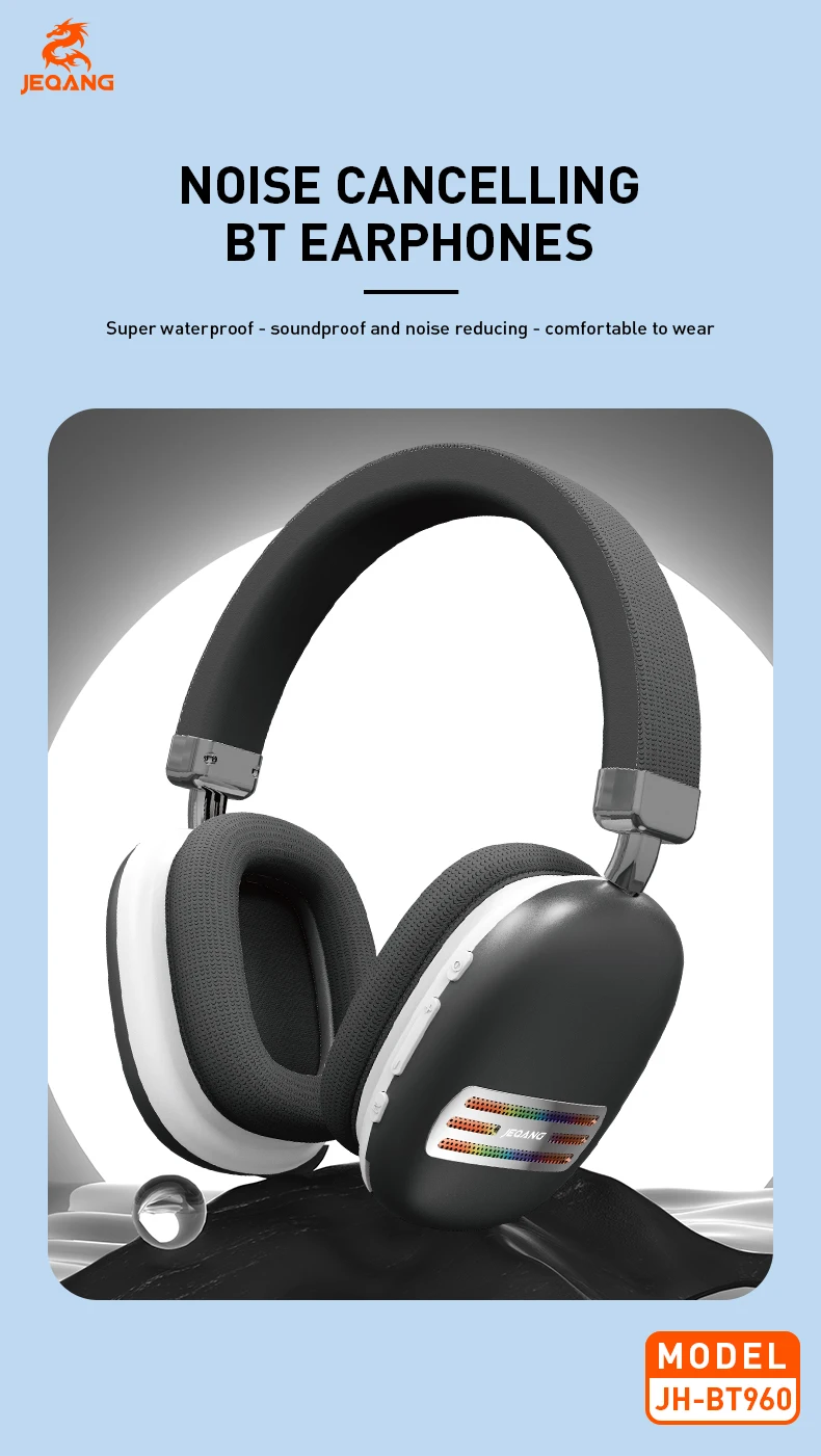 Jeqang-960 True Wireless Stereo BT Headset On-Ear & Over-Ear Dynamic Gaming Headphones with TF FM Support for DJ Sports Travel