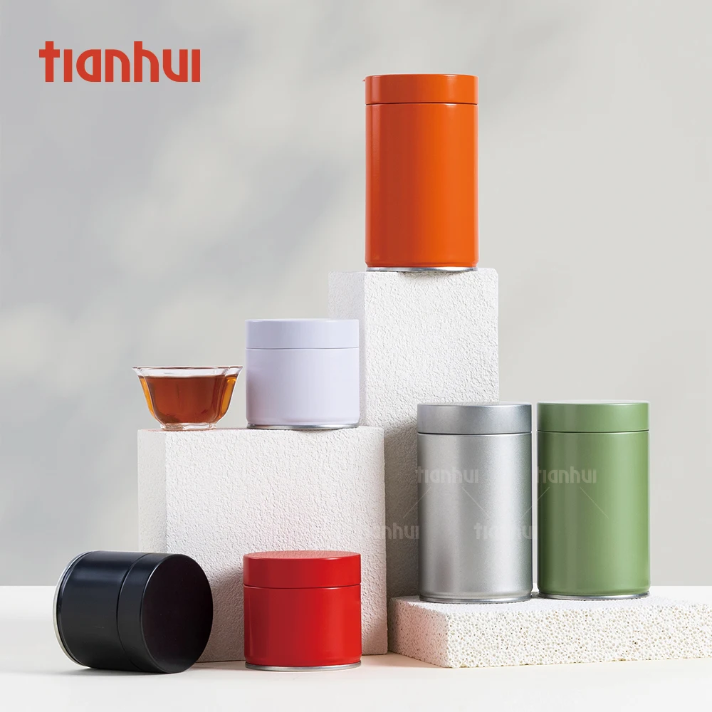 Tianhui Mini nádoby na matchu, okrúhle tesniace plechovky na uskladnenie 30 g matchy, skladovacia nádoba