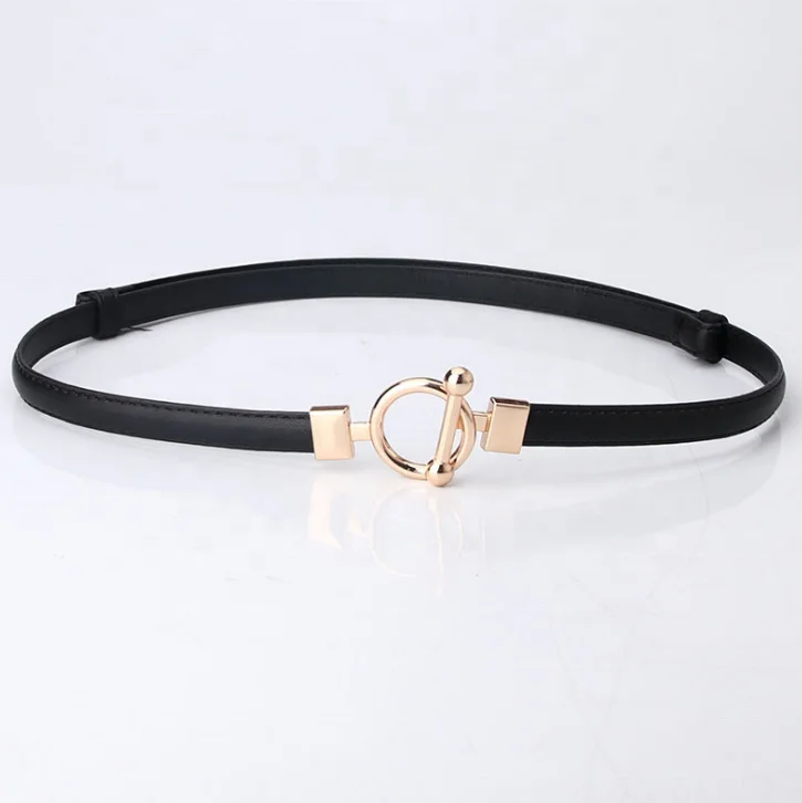 Распродажа полностью регулируемый однотонный простой дизайн тонкий пояс из искусственной кожи с золотой пряжкой шикарным дизайном