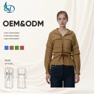 Women's New Motorcycle Jacket Printed Woven Fabric Short V-neck Collar Eco-Friendly Windproof Customizable for Autumn Winter