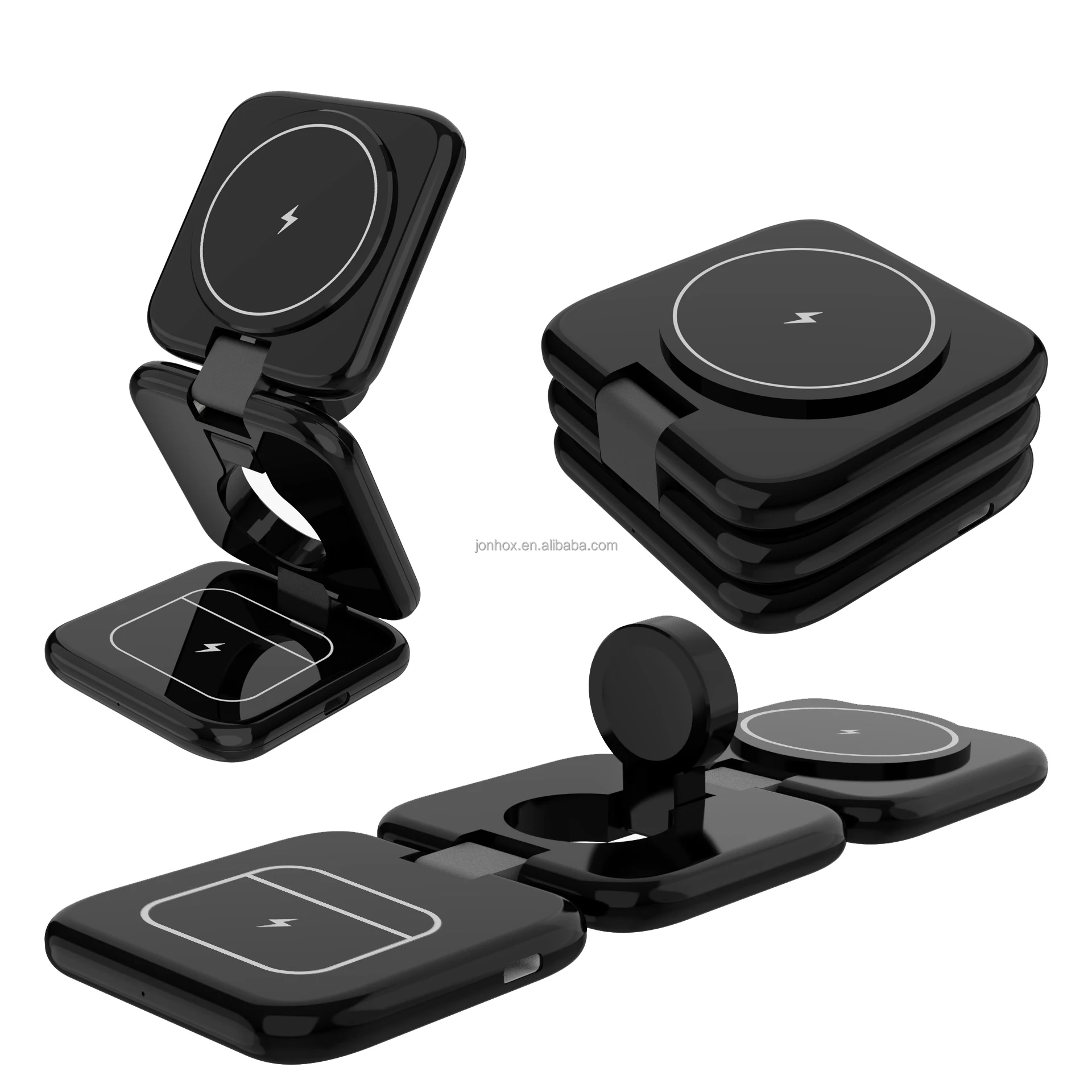 Qi 15w 3 In 1 Foldable Flat Wireless Charger Mobile Phone Stand Holder