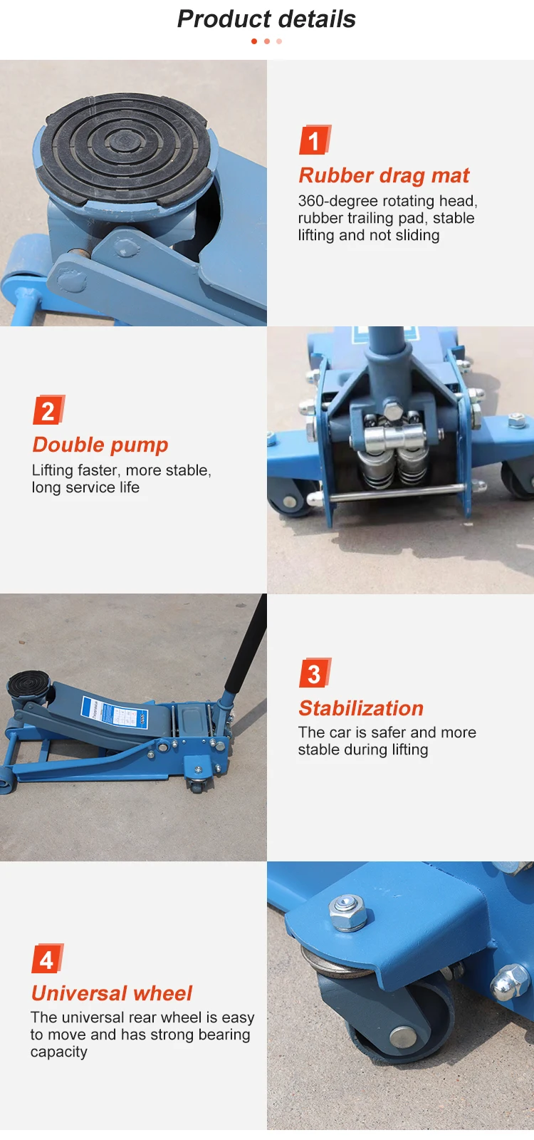 Horizontal Hydraulic Jack Heavy Duty 2/3/4Tons Auto Jack Professional Car Repair Tools Quick Lift Floor Jack