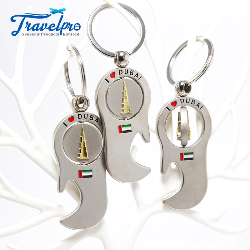 Factory Custom Spinning Keyring Bottle Opener Souvenirs Dubai Beverage Bottle Opener Key Ring