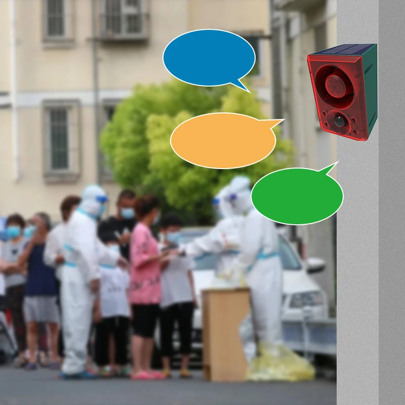 Loudspeaker High Power Smart Outdoor Solar Alarm with Recording Function PIR Motion Sensor Alarm
