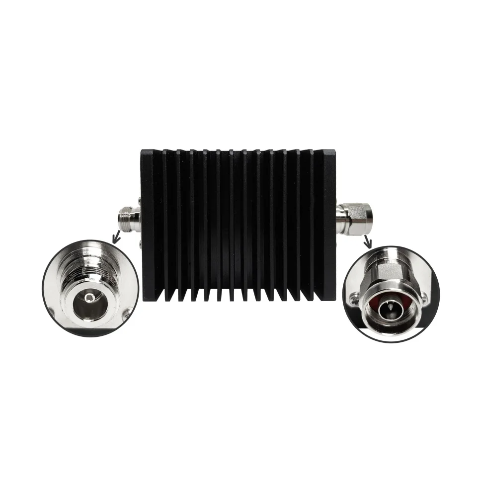 Бонои корхона 50Ом 100Вт Ватт 30dB 40dB 60dB Намуди N Мушакӣ ба ҳуҷайри коаксиалии бори доимии қисмҳои алоқаи телефонӣ DC-3GHz таъсири таъсирот