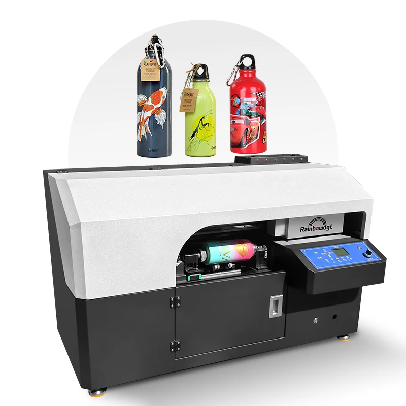 High-speed Customized Coffee Water Perfume Bottle Label Insulated Vacuum Cup Cylinder UV Printer360 Rotation Milk Tea Cup