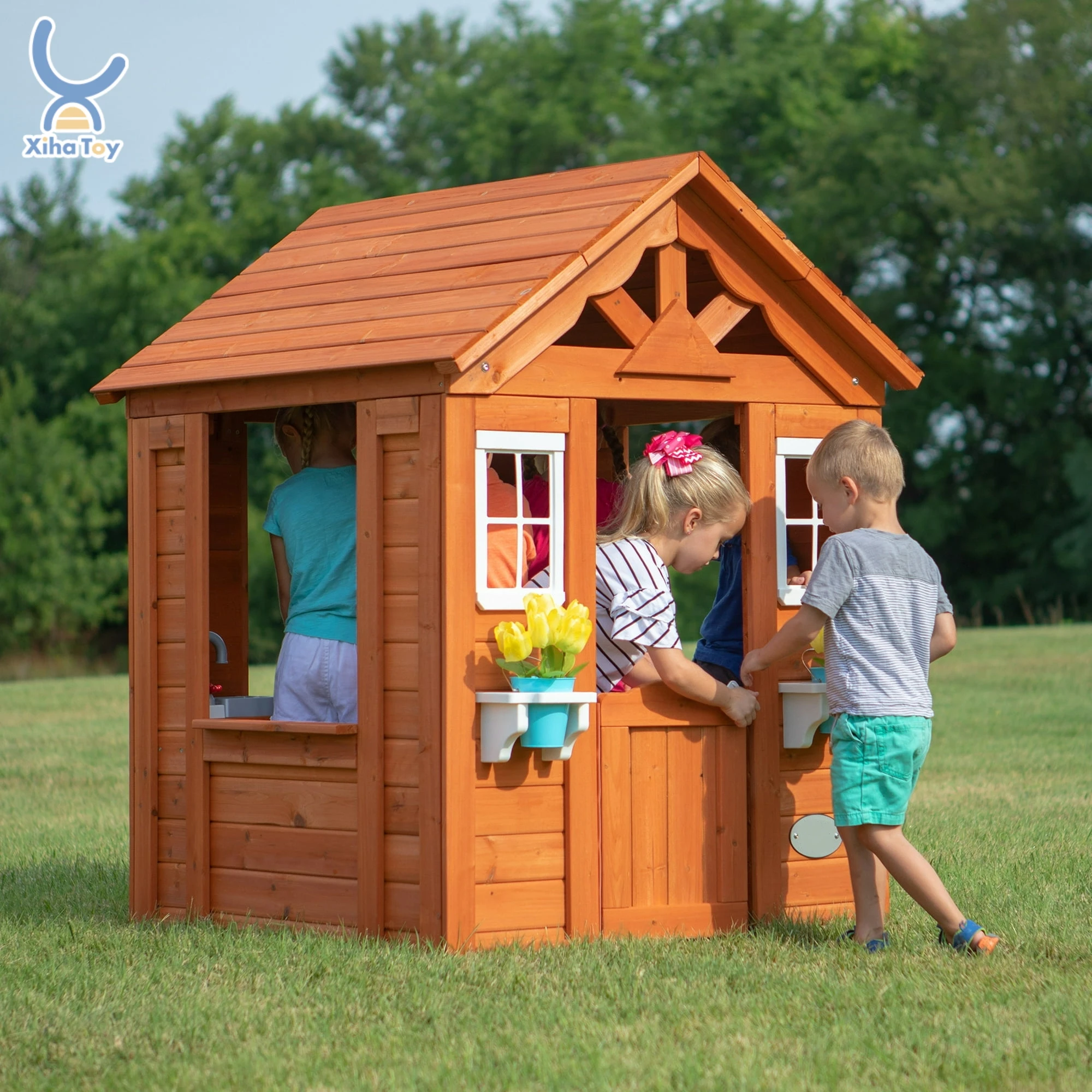 Montessori Outdoor Garden Wooden Kids Role Play Cubby House Preschool Playhouse Play Equipment Daycare Nursery Children Cottage