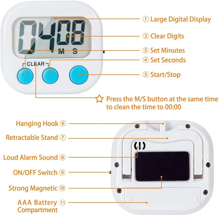 Custom logo Electrical Kitchen Timer Large Digital Simple