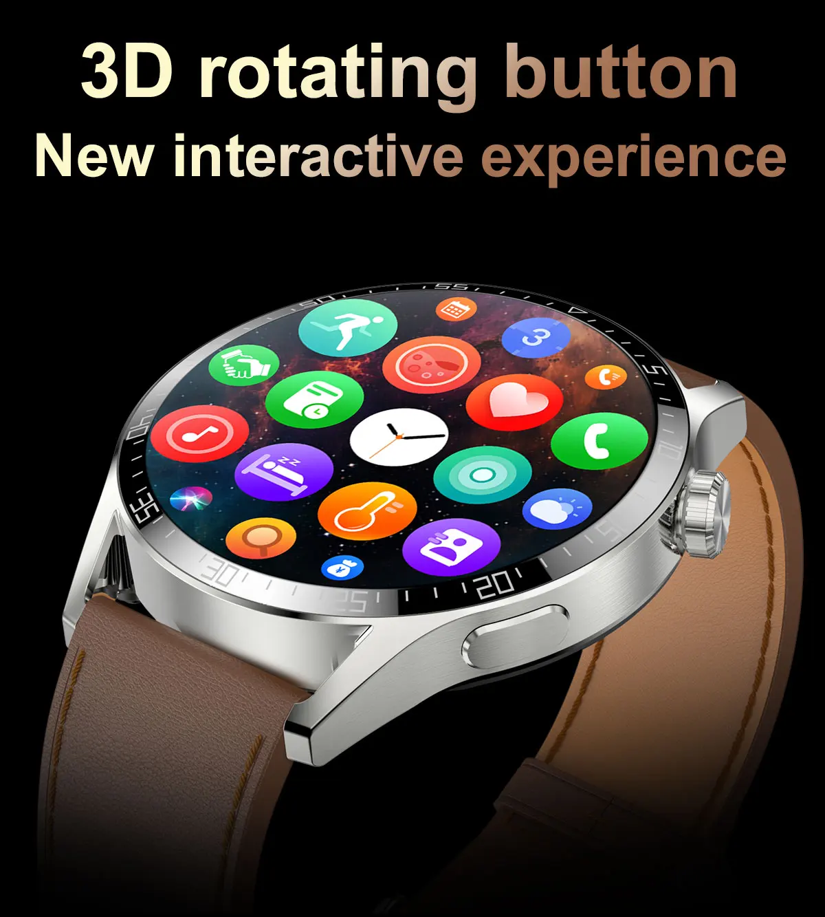 Montre connect&eacute;e Kalobee SK37 1,53 pouce avec Bluetooth, appels, intelligence artificielle vocale, lecteur de musique, NFC, bouton rotatif, &eacute;cran toujours allum&eacute; et chargement sans fil.