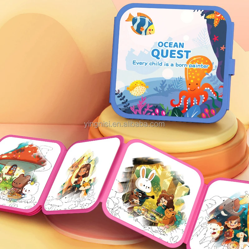 Magic Water Book Reusable Water-Reveal Wow Magic Water Painting Color Coloring Books for Toddlers Kids Wow