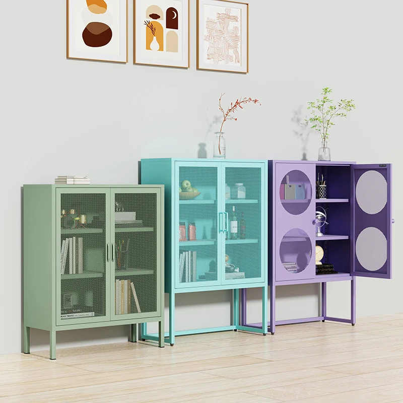 Настенный книжный шкаф современный роскошный для гостиной домашний кабинет 2 двери металлический книг и файлов