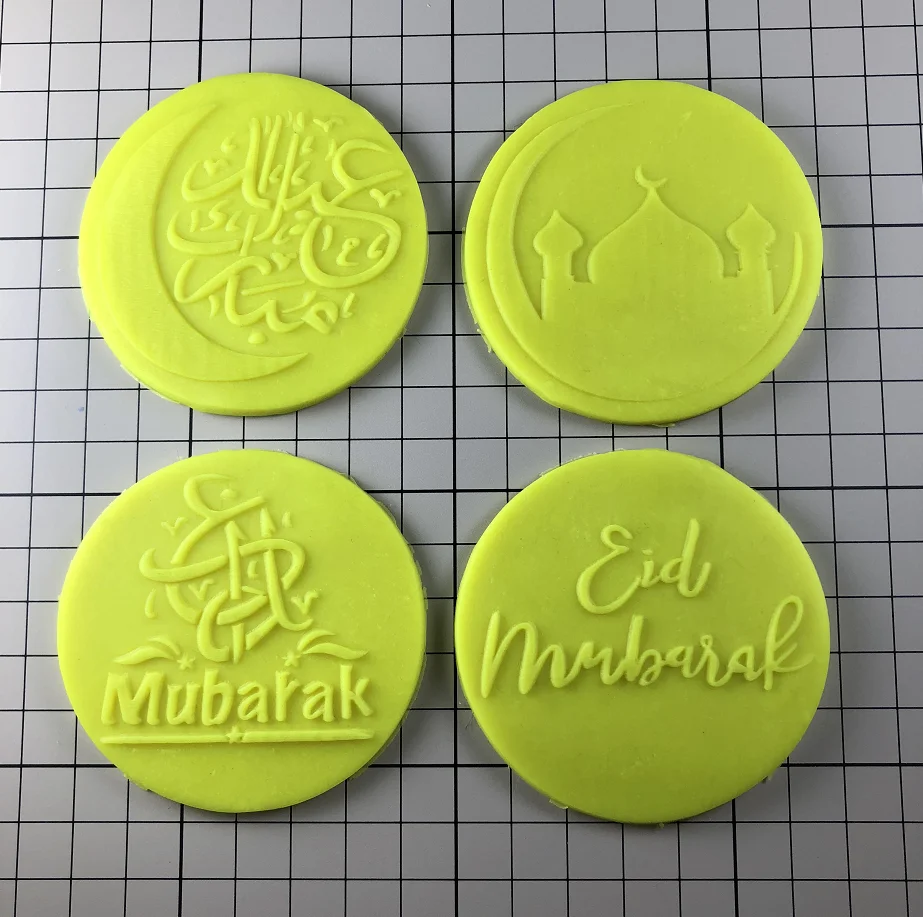 3 Stück Eid Mubarak Schriftzug Fondant Silikonform Kekse Dekoration BackwerkzBPA