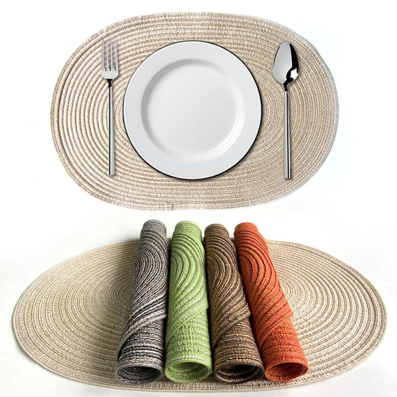 Inyahome Natural Heat-Resistant Plastic Kitchen Accessories-Oval Braided Woven Placemats aperçu 6