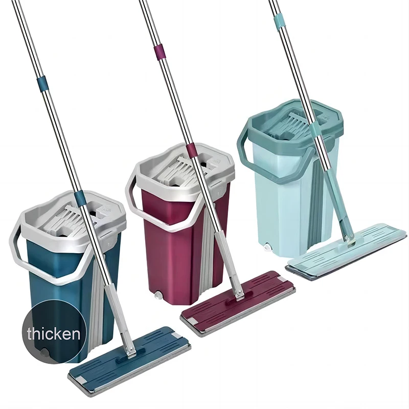 Hand-Free Rotating Mop with Automatic Squeeze Bucket for Household Cleaning