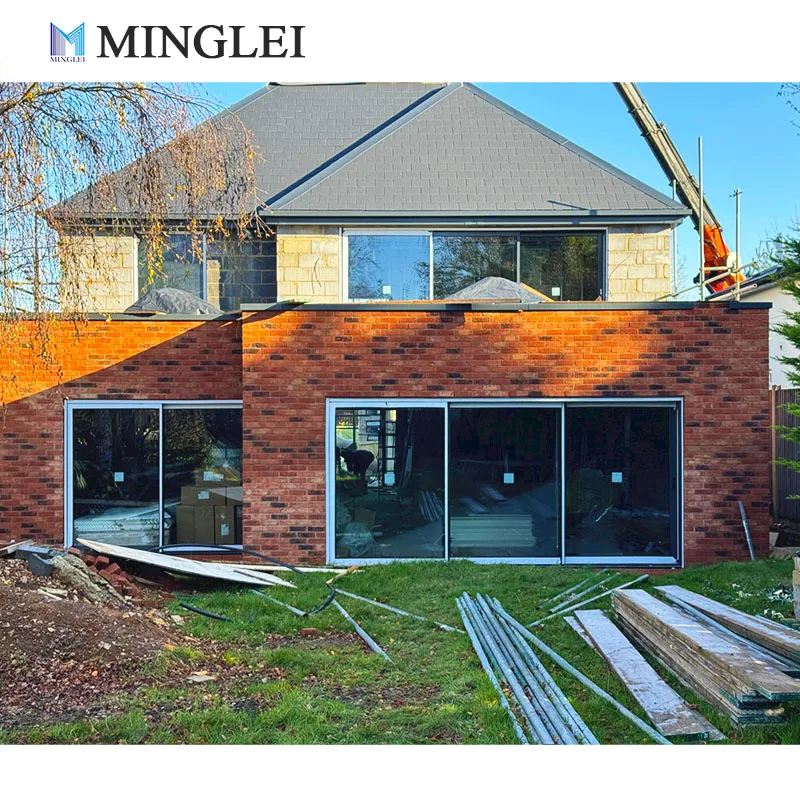 Three Track Lift Sliding Glass Door Modern Thermal Insulation Aluminum Patio Doors Exterior for Villa