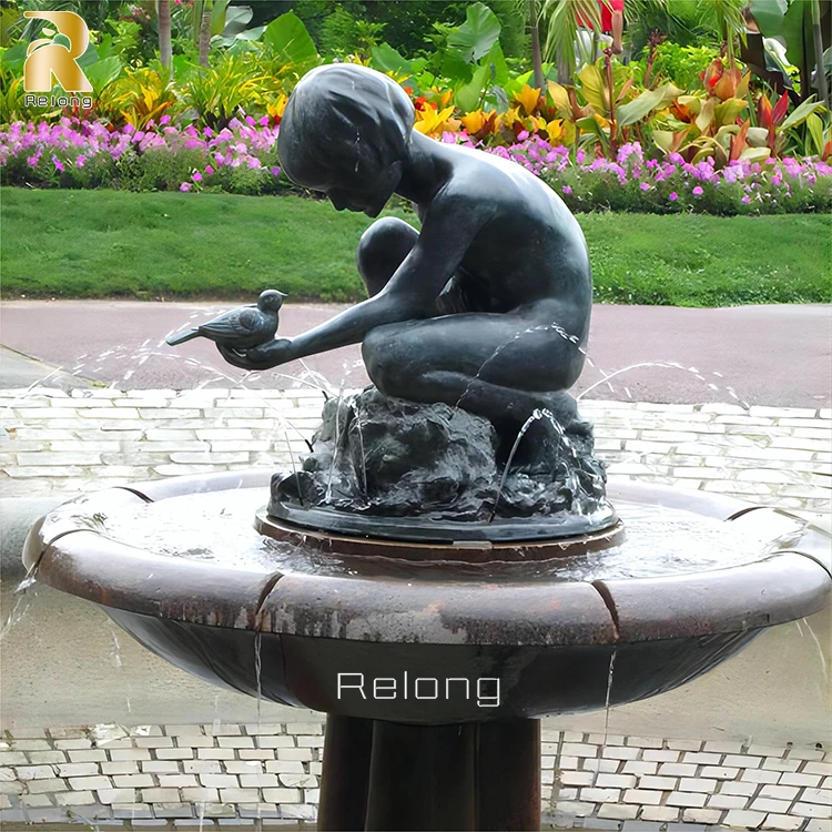 High Quality Customized Bronze Boy and Frog Water Fountain for Sale