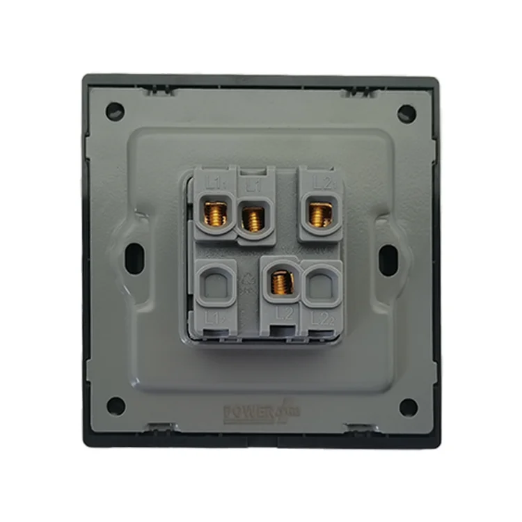 VNX Double Plate Silver UK Standard Modern 2 Gang 2 Way PC Material Electric Wall Switch for Home