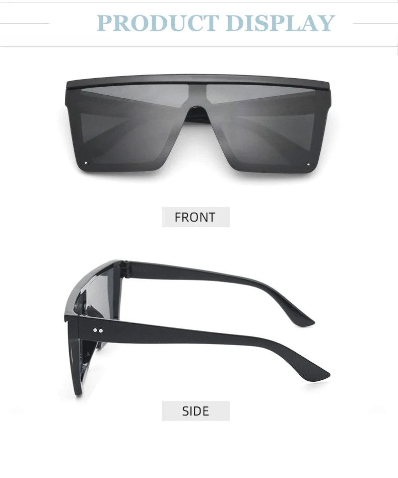 Fashion Design Square Big Oversized Shades Sun Glasses One Piece Frames
