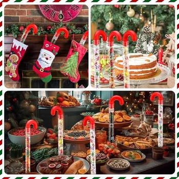 Soaoo Candy Cane Shaped Containers Clear Plastic Tube