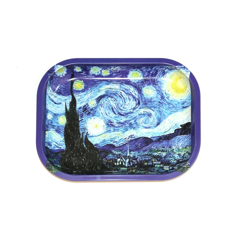 Stock 18*14cm Tin Metal Rolling Tray Small Size Metal Tobacco Rolling Tray Smoking Accessories Serving Tray Wholesale